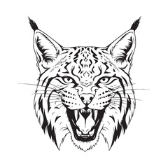 Strong Build Lynx Line Art – Lynx Vector Outline Drawing with Wild Feline Strength – Lynx Drawing – Vector of Lynx – Lynx Outline

