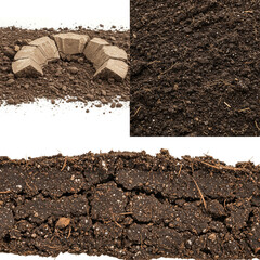 Soil Health Comparison: Compacted vs. Healthy Soil Structure, Isolated on White. 