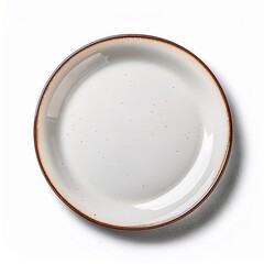 Elegant Speckled Ceramic Plate Top View Empty Dishware Brown Rim