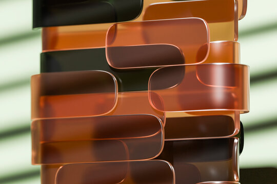 3D transparent geometric glass shapes in abstract background