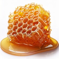 Golden Honeycomb Piece Dripping Sweet Honey Delicious Natural Product