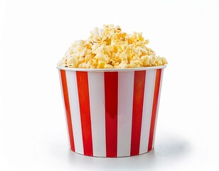 Delicious Buttery Popcorn in a Classic Red and White Striped Bucket Perfect for Movie Night