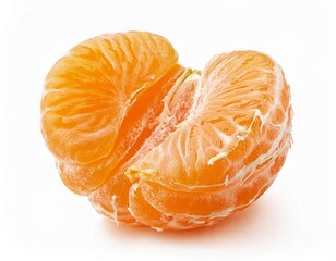 Juicy Mandarin Orange Segment Isolated on White Background Perfect for Healthy Eating and Citrus Fruit Concepts