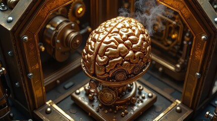 Golden Brain Steampunk Machine