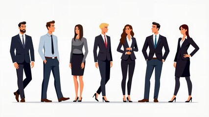 Obraz premium PNG diverse businesspeople full body design element set, transparent background 