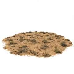 Photorealistic Desert Soil Texture: Arid Ground with Sparse Vegetation, Isolated. 