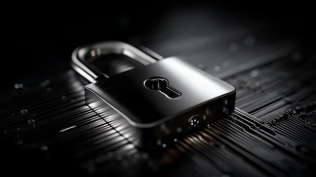 Metal Lock Safeguarding Digital Information Security Boundary