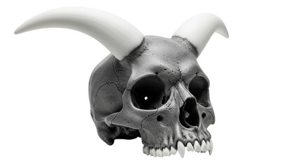 Obraz premium Isolated skull with horns on white background