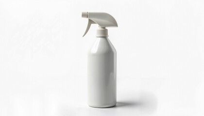 White spray bottle with a nozzle on a white background
