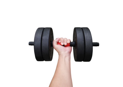 Dumbbells in man's hands PNG transparent. - Powered by Adobe