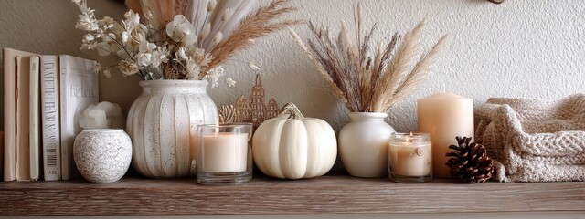 Minimalist Halloween Decor: White Pumpkins, Candles