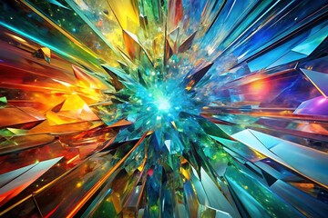 Explosion of vibrant colors and light emanating from a central point