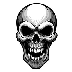 Grim Reaper's Gaze: Monochrome Skull Illustration