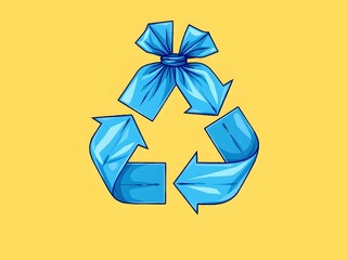 Crumpled Blue Recycling Bags Lemon Background