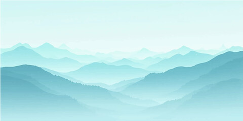 Mountain landscape with clouds and misty hills under a serene sky © Art Lover 