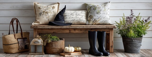 Rustic Halloween Charm: Cozy Entryway Decor