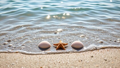 Serene Beach Scene with Seashells and Starfish