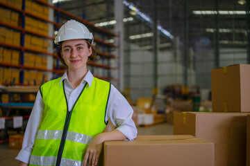 Blue collar worker is working at warehouse.
