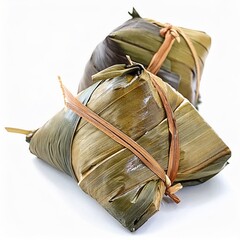 Delicious Asian Zongzi Dumplings Wrapped in Bamboo Leaves A Close Up View of Traditional Food
