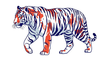Isolated Tiger in Watercolor Style