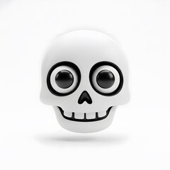 Cute 3D Cartoon Skull with Big Eyes and a Smile — Halloween Skeleton or Day of the Dead Character