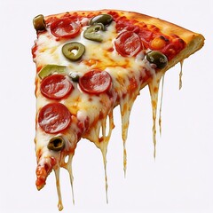 Delicious Melted Cheese Pepperoni Pizza Slice with Jalapenos A tempting food  image perfect for menus or food blogs
