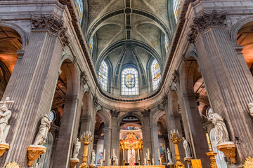 Saint-sulpice church, central nave, Paris, France