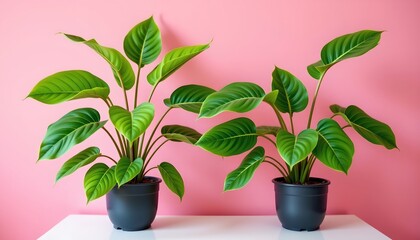 Vibrant Indoor Tropical Plants White Surface