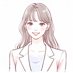 Watercolor Hand-Drawn Woman Illustration – Minimal and Elegant Style ^_^水彩風・手書き風の女性イラスト – シンプルで上品なスタイル