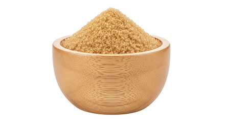 Isolated Cooked Couscous in Wood Bowl