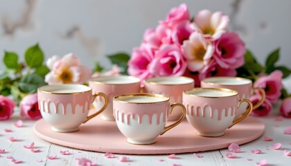 Whimsical Teacups with Floral Decor and Pastel Colors