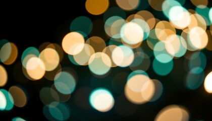 Soft Green and Yellow Bokeh Lights Dark Background