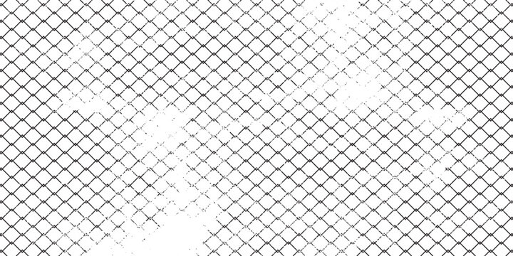 Steel wire chain link fence seamless pattern. Metal lattice with rhombus, diamond shape silhouette. Grid fence background.