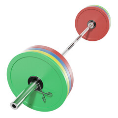 Cast Iron Olympic Adjustable Barbell, weightlifting gym equipment, side view, isolated on white background. 3D illustration