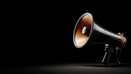 Megaphone on black background