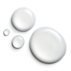 Realistic Transparent Water Droplets on White Background

