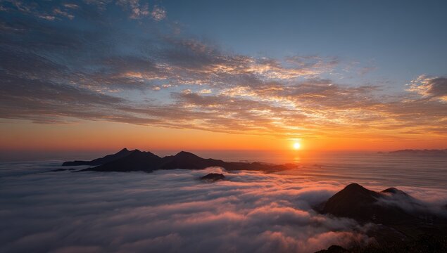 Sunrise over misty mountains (1)