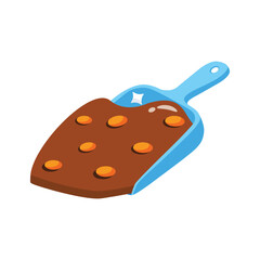 Dustpan with dirt and mess ready for cleaning up, flat 2d stylee