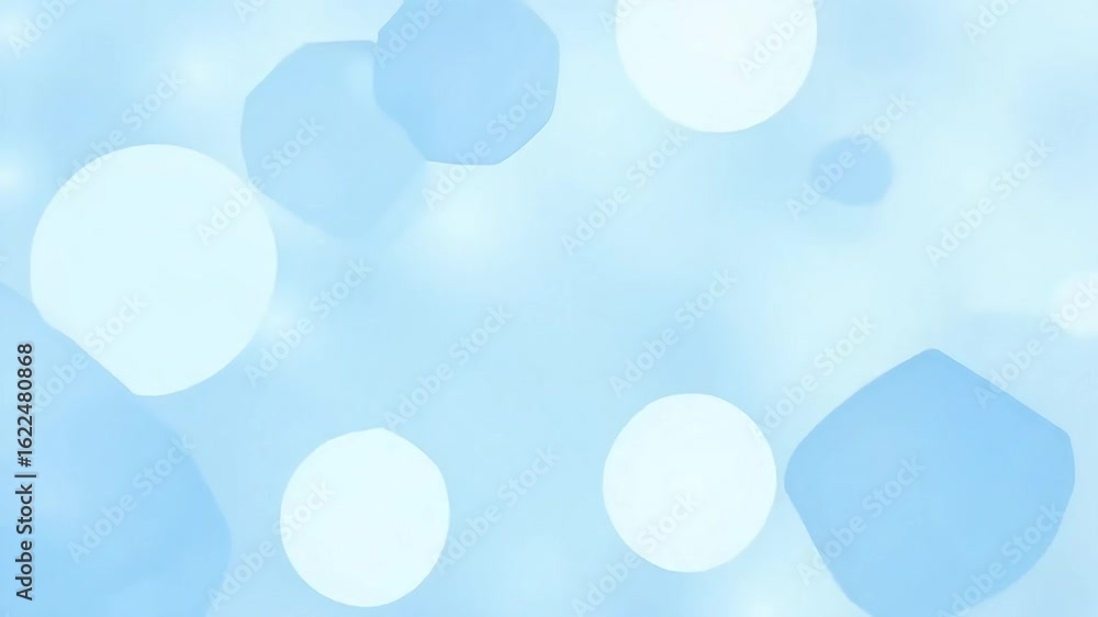 Poster soothing abstract light bokeh animation with soft blue tones, evoking calm and serenity for digital 