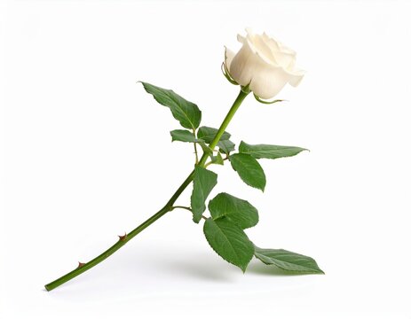 A single long stemmed rose angled slightly scene