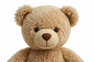 Obraz premium Tan teddy bear, close-up, studio, white background, gift