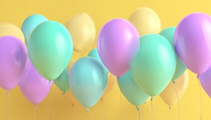 Pastel balloons on a yellow background