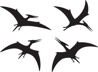 seamless pterodactyl silhouette clipart set for dinosaur themed artwork logos and digital projects ai eps jpeg png