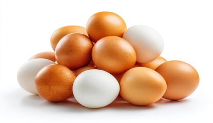 Pile of brown and white eggs