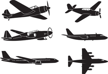 high quality airplane silhouettes vector pack ai eps jpeg png ideal for travel transportation aviation artwork