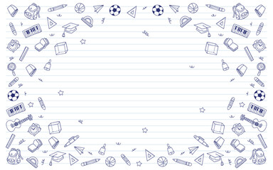 Hand drawn back to school element doodle template vector background