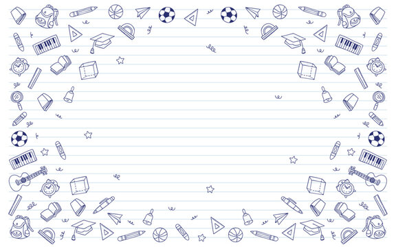 Hand drawn back to school element doodle template vector background - Powered by Adobe