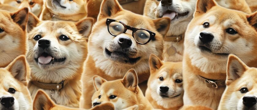 Doge meme face pet friend wallpaper background.