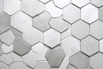 Abstract pattern of interlocking light gray and white hexagonal tiles