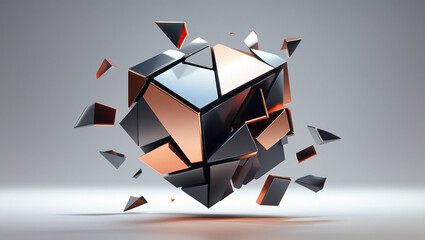 Obraz premium Abstract cube explosion shattered geometric design modern art concept render illustration background